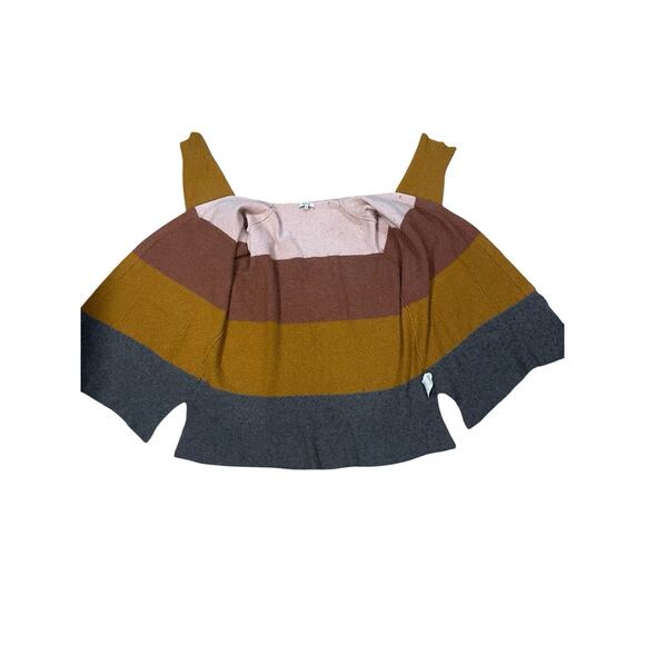 MADEWELL Women's Sweater Sz-2XL Orange /Cream Wool Alpaca Blend Striped Cardigan - Picture 3 of 13